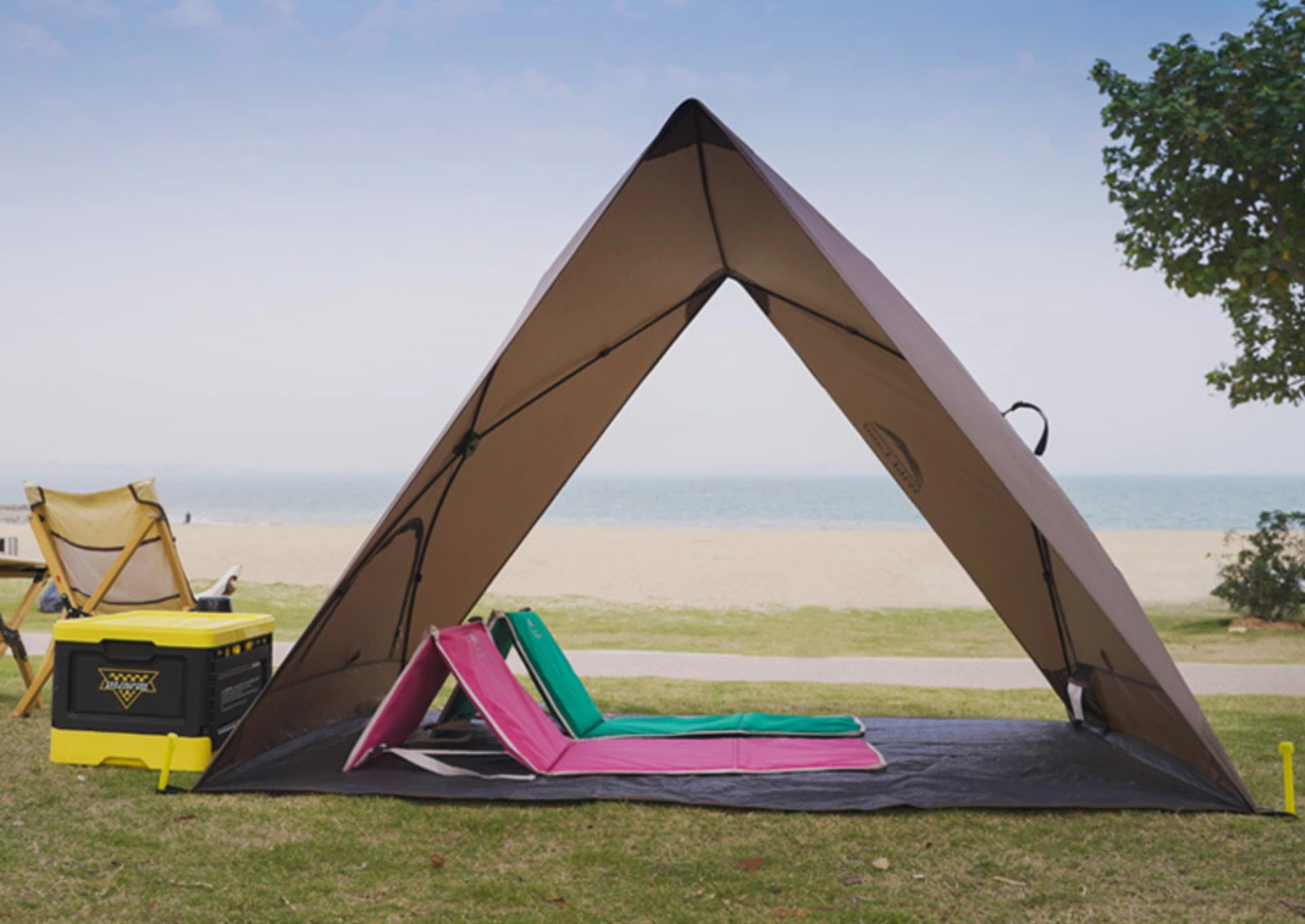 Cheap Goat Tents 3 Person Triangle Hub Screen Tent, Quick Opening Tent, Garden House, Beach Tarp   
